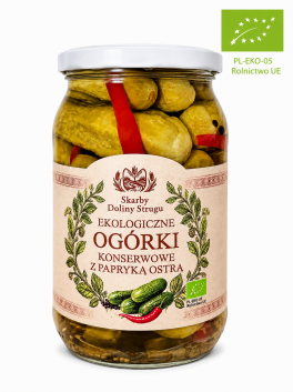 Ekologiczne ogórki konserwowe z ostrą papryką 850g